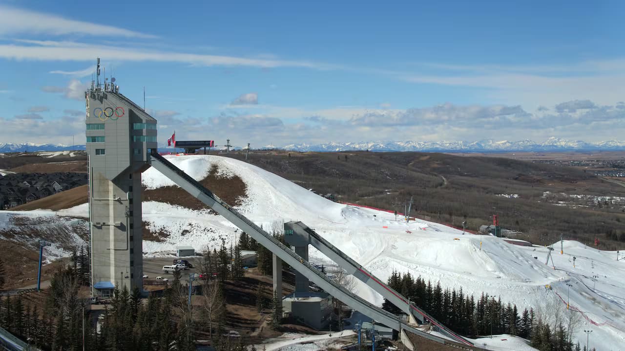 WinSport Canada Olympic Park ski hill and jumps near Crestmont